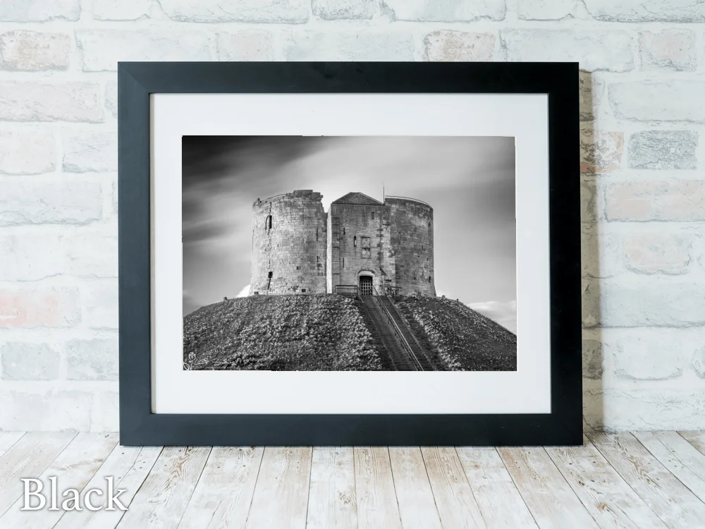 Passing Time Clifford's Tower York Black and White 6 Passing Time Clifford's Tower York Black and White - Black-Landscape-Frame