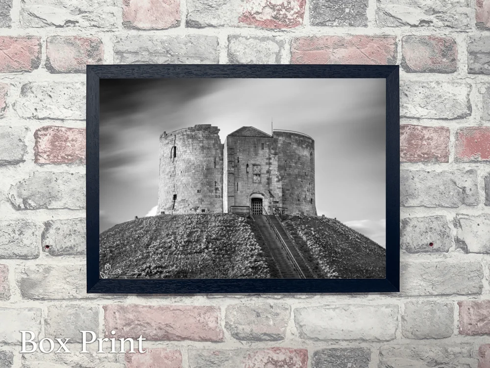 Passing Time Clifford's Tower York Black and White 4 Passing Time Clifford's Tower York Black and White - Landscape-Box-Print