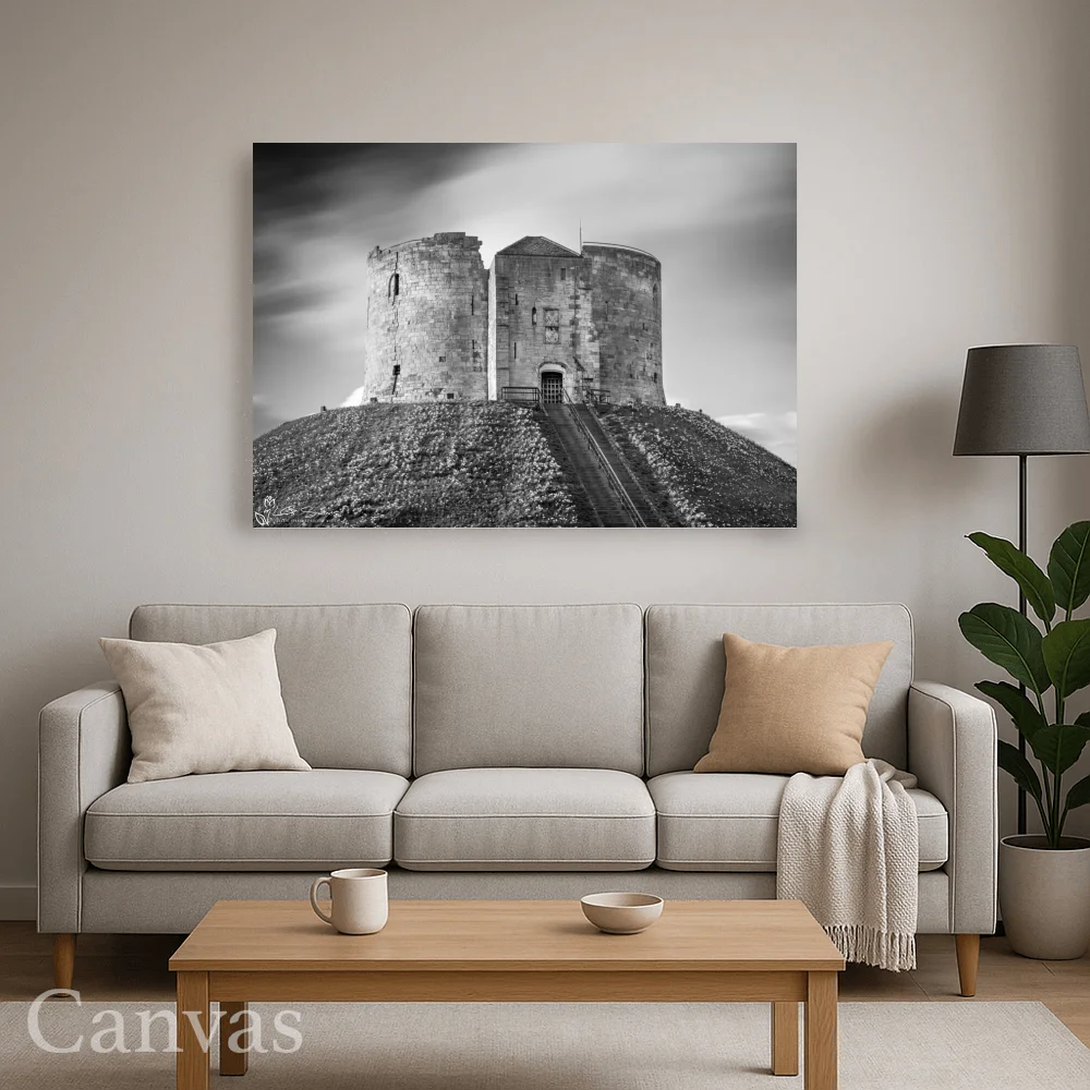 Passing Time Clifford's Tower York Black and White 8 Passing Time Clifford's Tower York Black and White - Wall-art-for-living-room-landscape