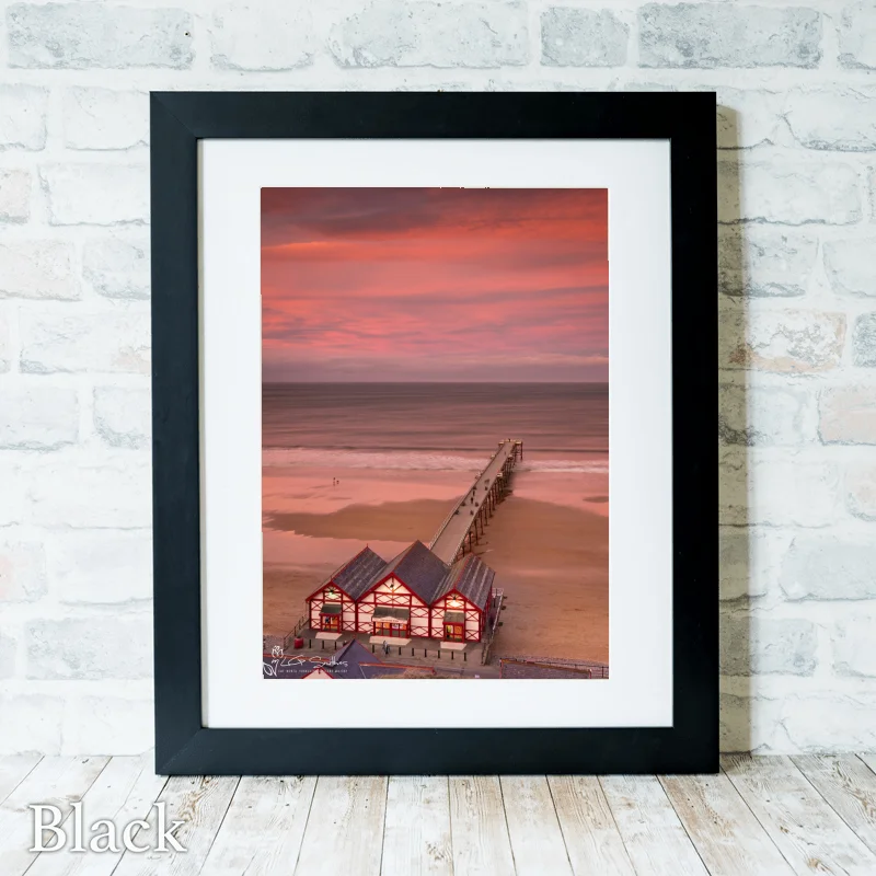 Pink Sunset At Saltburn Pier 3 Pink Sunset At Saltburn Pier - Black-Portrait-Frame