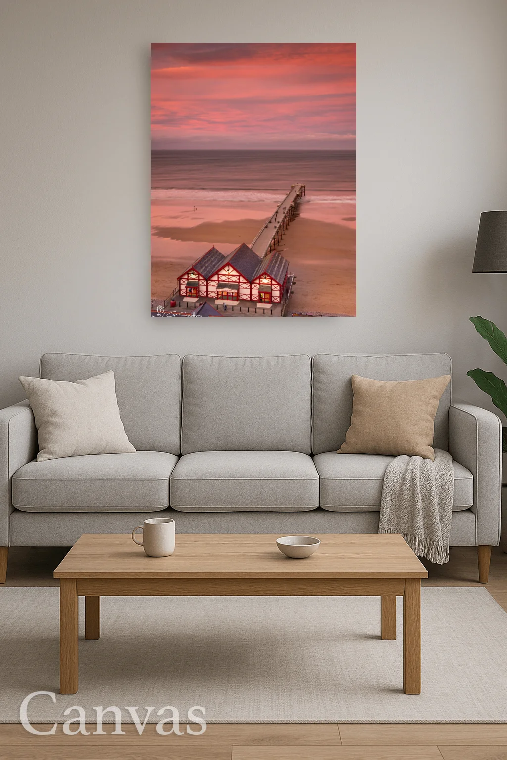 Pink Sunset At Saltburn Pier 8 Pink Sunset At Saltburn Pier - Wall-art-for-living-room-portrait