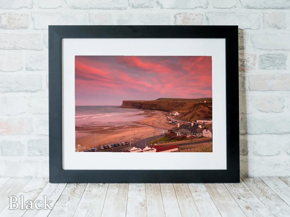 Pink Sunset Over Huntcliff 6 Pink Sunset Over Huntcliff - Black-Landscape-Frame