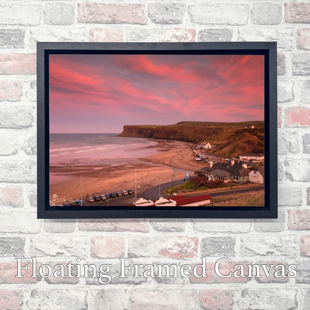 Pink Sunset Over Huntcliff 3 Pink Sunset Over Huntcliff - Landscape-Float-Frame-Canvas