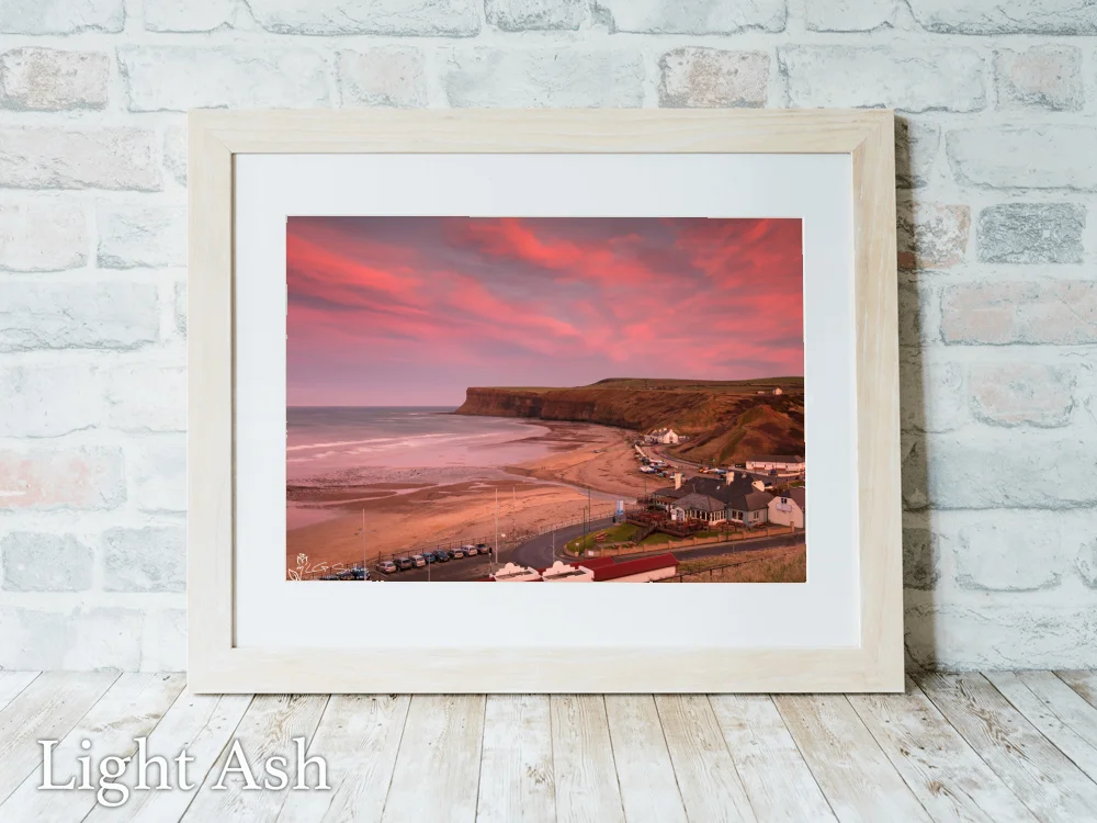 Pink Sunset Over Huntcliff 5 Pink Sunset Over Huntcliff - Light-Ash-Landscape-Frame