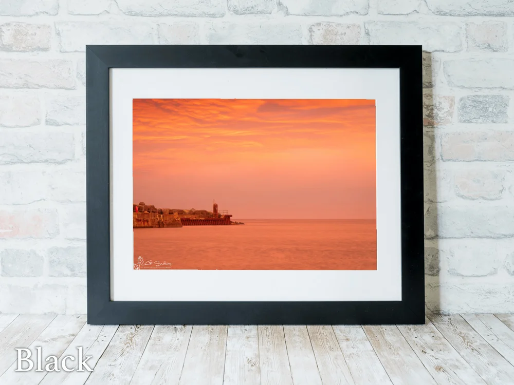 Red Sky Over Staithes Harbour 6 Red Sky Over Staithes Harbour - Black-Landscape-Frame