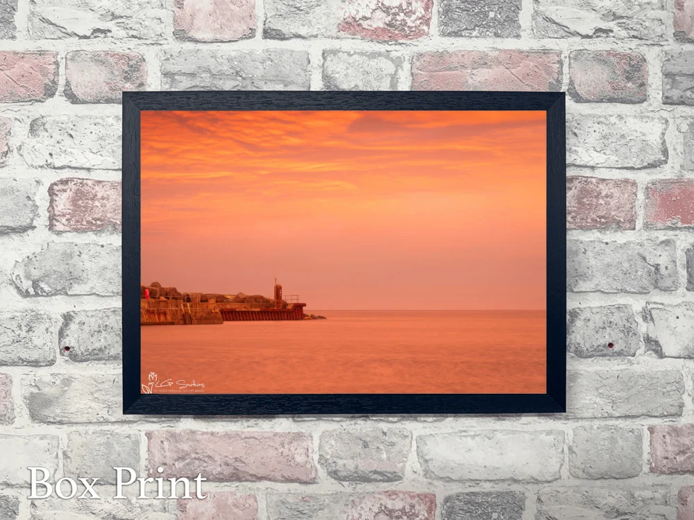 Red Sky Over Staithes Harbour 4 Red Sky Over Staithes Harbour - Landscape-Box-Print