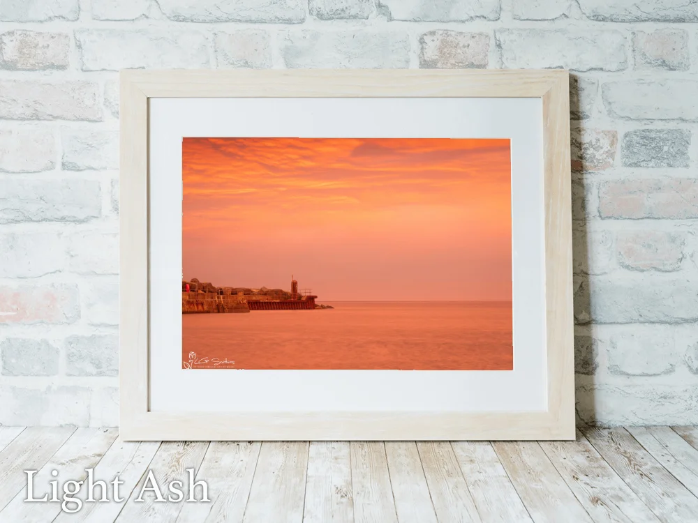 Red Sky Over Staithes Harbour 5 Red Sky Over Staithes Harbour - Light-Ash-Landscape-Frame