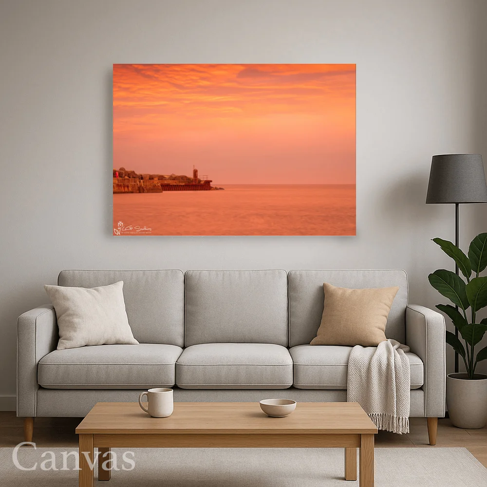Red Sky Over Staithes Harbour 8 Red Sky Over Staithes Harbour - Wall-art-for-living-room-landscape