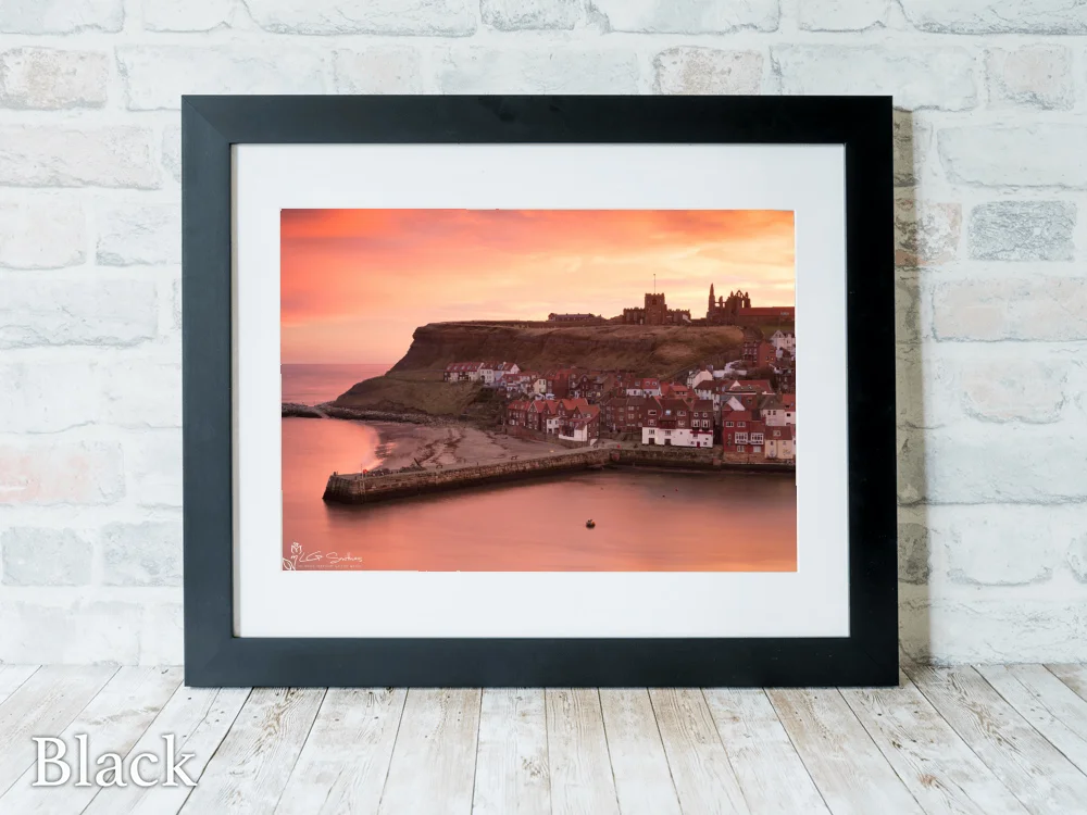 Red Whitby Sunrise 6 Red Whitby Sunrise - Black-Landscape-Frame