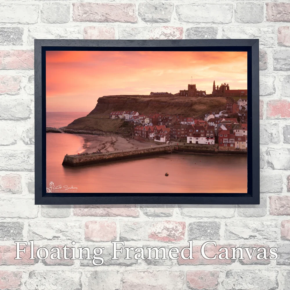 Red Whitby Sunrise 3 Red Whitby Sunrise - Landscape-Float-Frame-Canvas