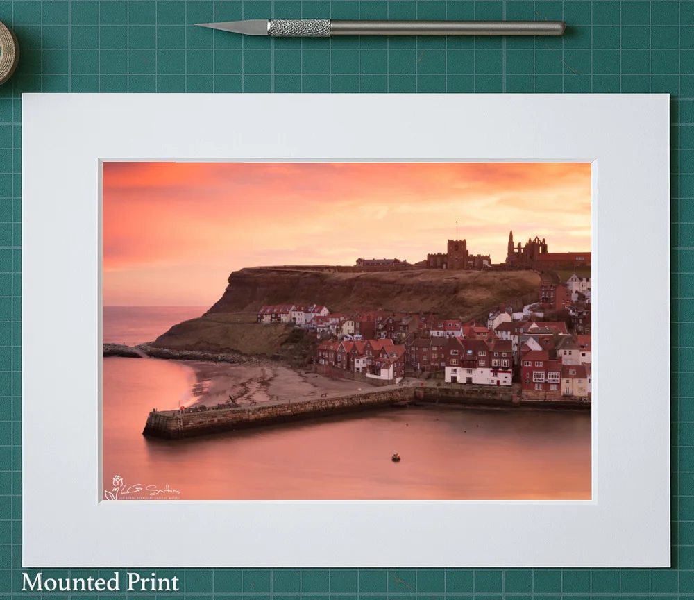 Red Whitby Sunrise 2 Red Whitby Sunrise - Landscape-Mounted-Print
