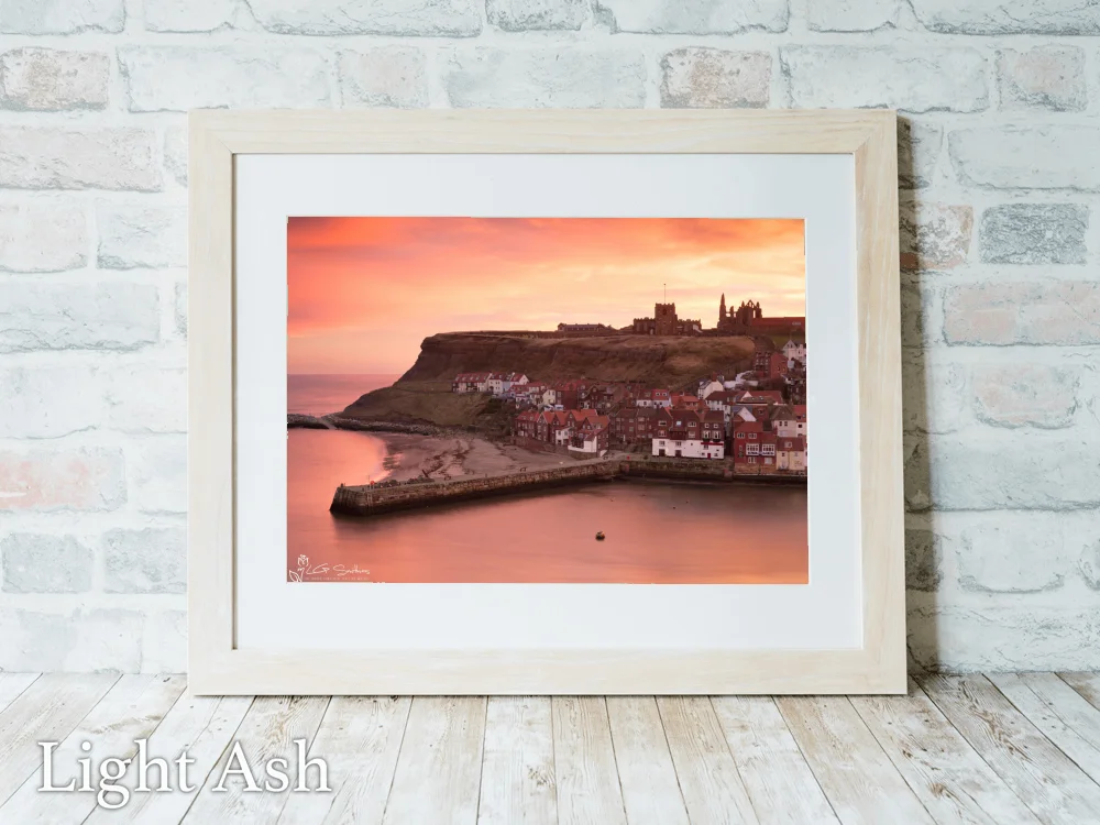 Red Whitby Sunrise 5 Red Whitby Sunrise - Light-Ash-Landscape-Frame