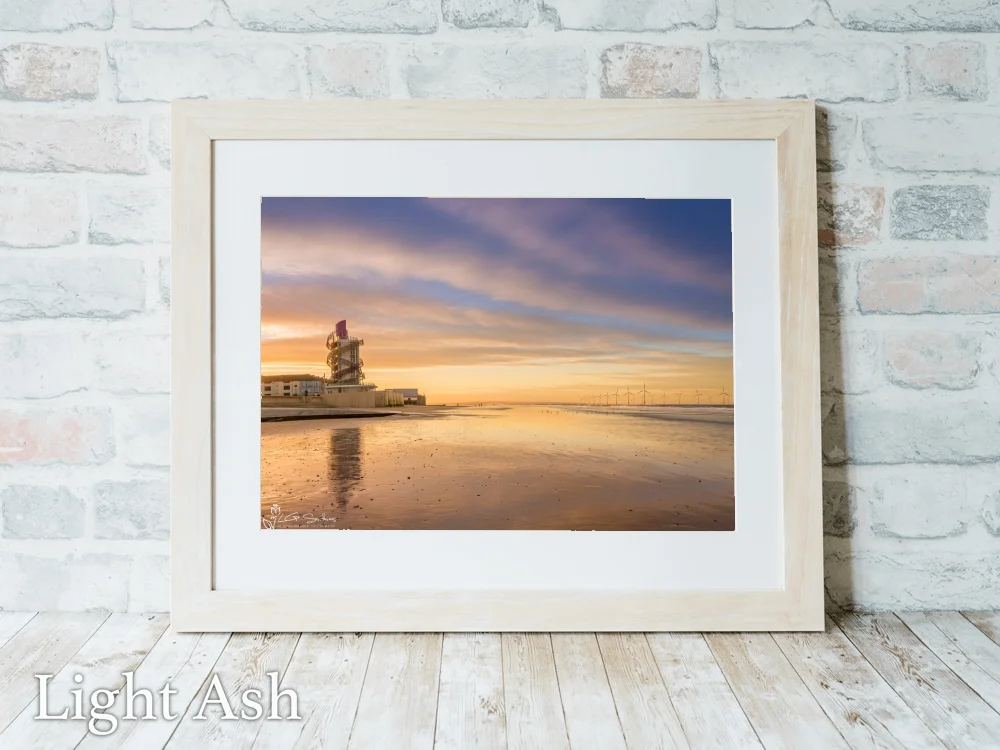Redcar Pier And Beach Sunset 5 Redcar Pier And Beach Sunset - Light-Ash-Landscape-Frame