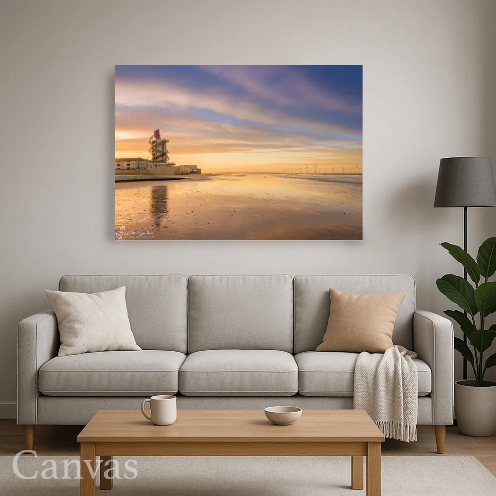 Redcar Pier And Beach Sunset 8 Redcar Pier And Beach Sunset - Wall-art-for-living-room-landscape