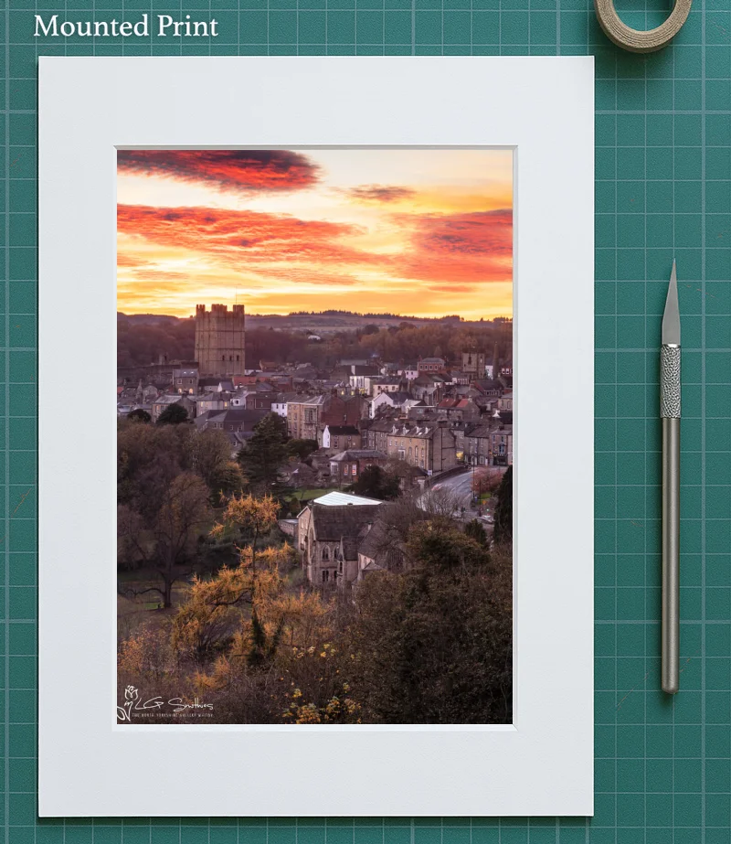 Richmond North Yorkshire Sunset 5 Richmond North Yorkshire Sunset - Mounted-Print-Portrait