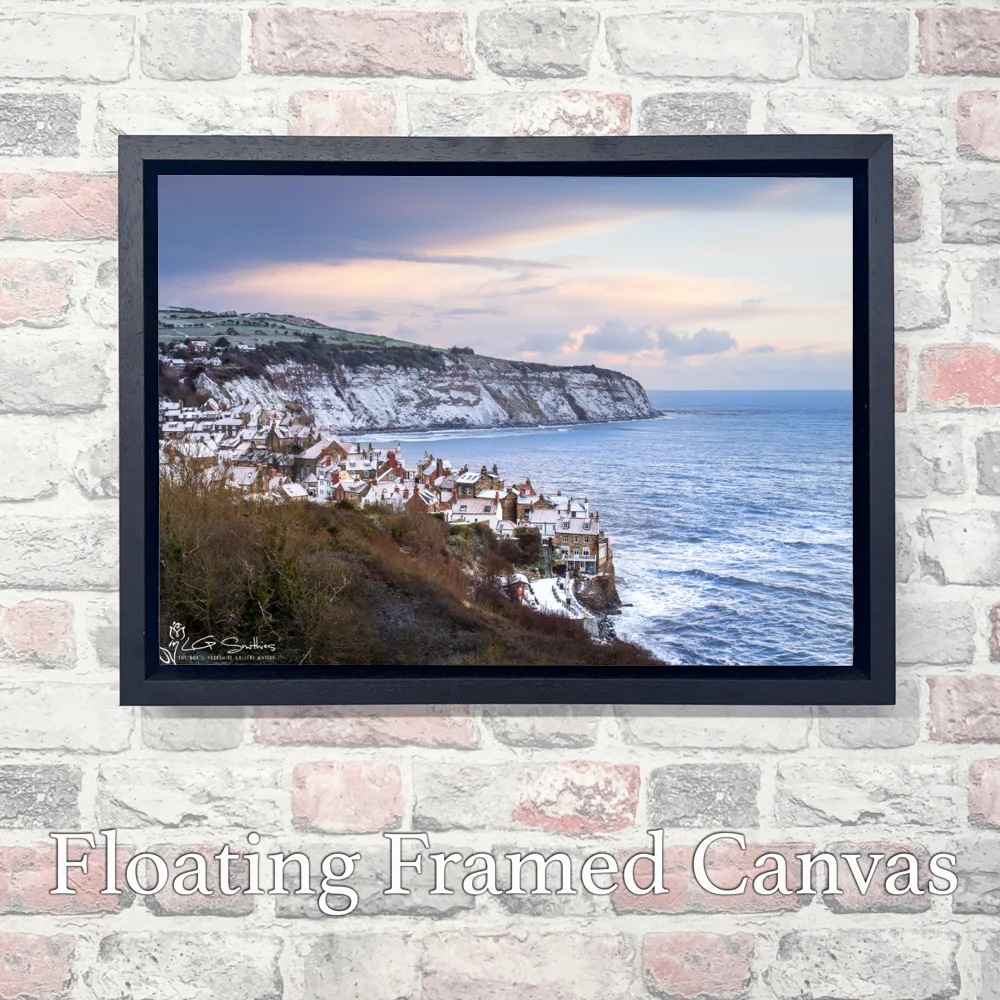 Robin Hoods Bay At Christmas 3 Robin Hoods Bay At Christmas - Landscape-Float-Frame-Canvas