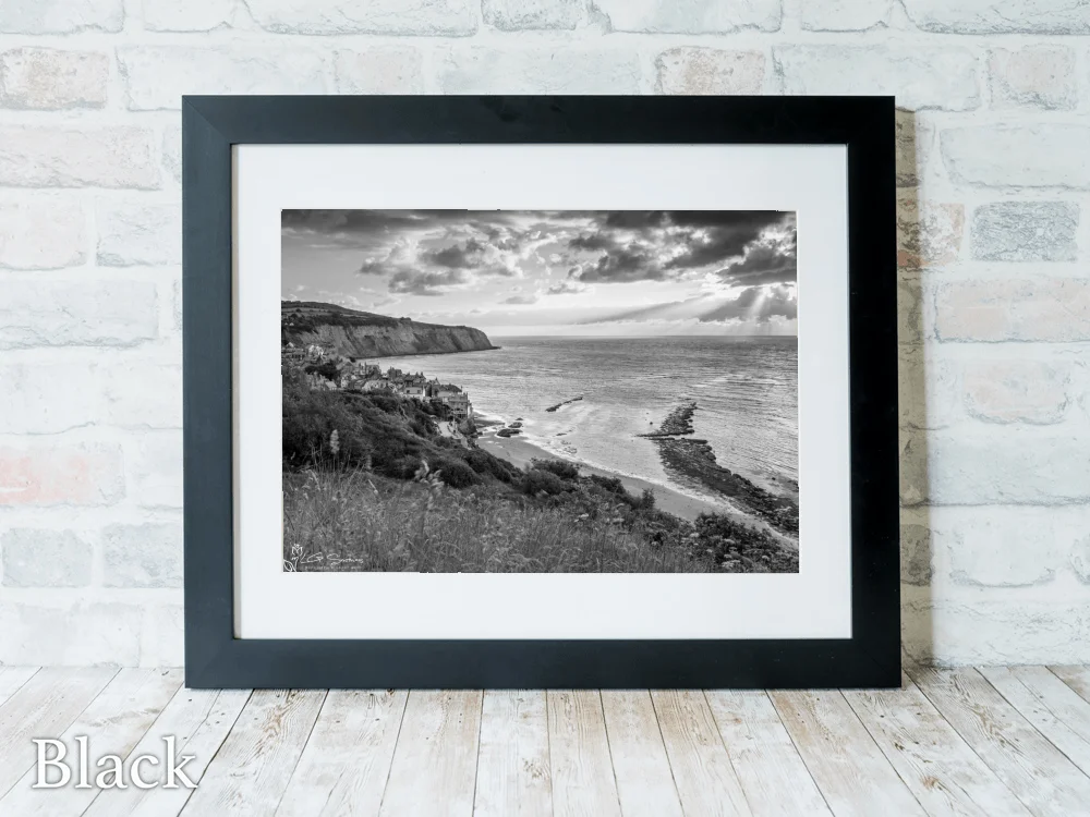 Robin Hood's Bay Black and White 6 Robin Hood's Bay Black and White - Black-Landscape-Frame