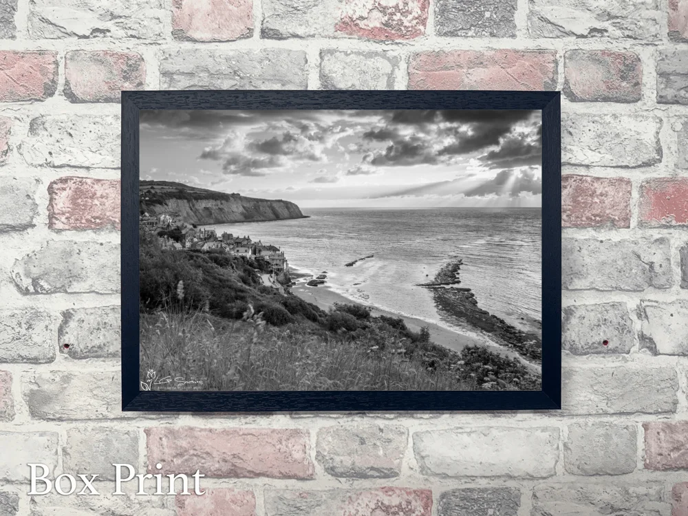 Robin Hood's Bay Black and White 4 Robin Hood's Bay Black and White - Landscape-Box-Print