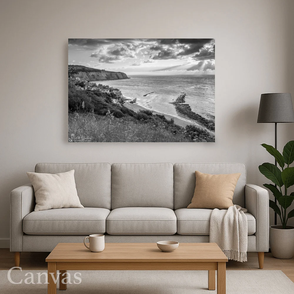 Robin Hood's Bay Black and White 8 Robin Hood's Bay Black and White - Wall-art-for-living-room-landscape
