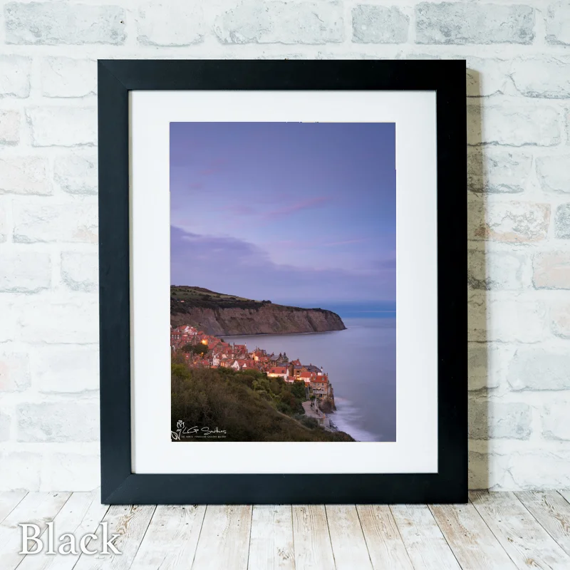 Robin Hood's Bay Cottages at Night 3 Robin Hood's Bay Cottages at Night - Black-Portrait-Frame