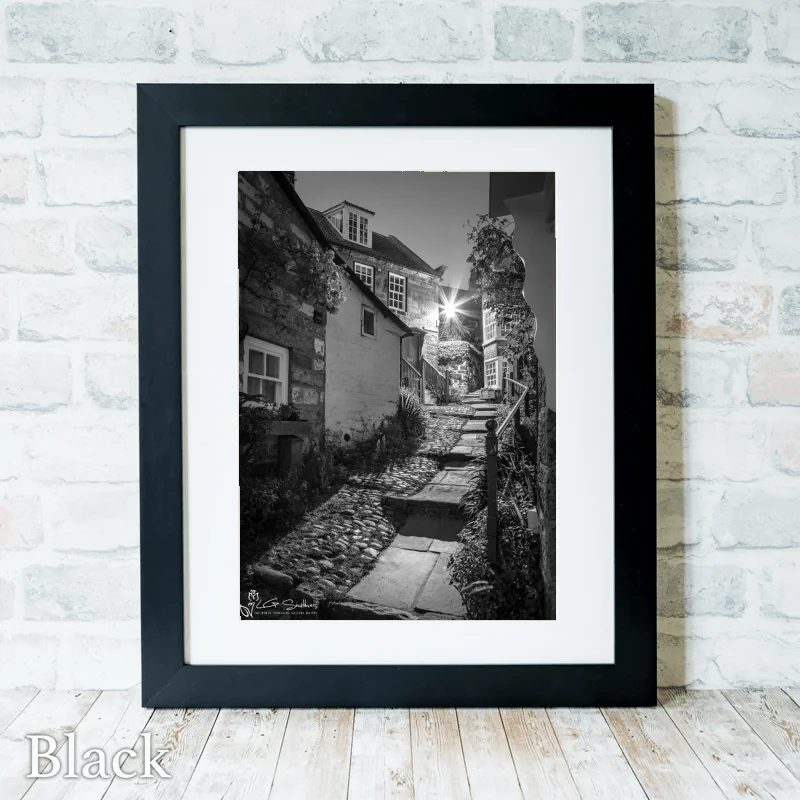 Robin Hood's Bay Cottages At Night 3 Robin Hood's Bay Cottages At Night - Black-Portrait-Frame
