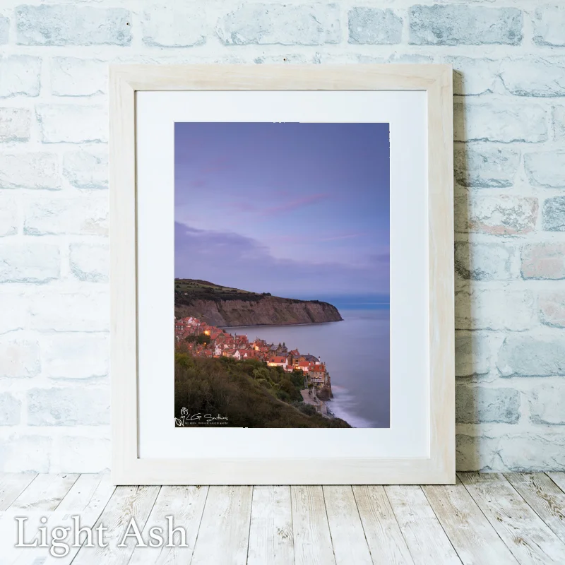 Robin Hood's Bay Cottages at Night 2 Robin Hood's Bay Cottages at Night - Light-Ash-Portrait-Frame