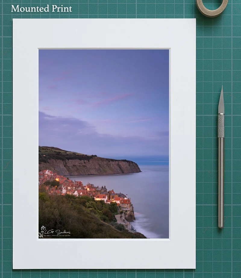 Robin Hood's Bay Cottages at Night 5 Robin Hood's Bay Cottages at Night - Mounted-Print-Portrait