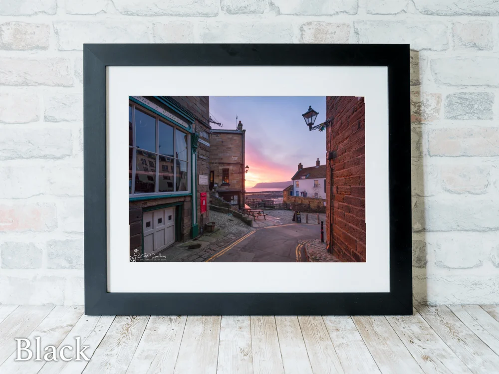 Robin Hood's Bay King Street 6 Robin Hood's Bay King Street - Black-Landscape-Frame