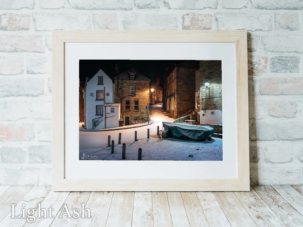 Robin Hoods Bay Snow At The Dock 5 Robin Hoods Bay Snow At The Dock - Light-Ash-Landscape-Frame
