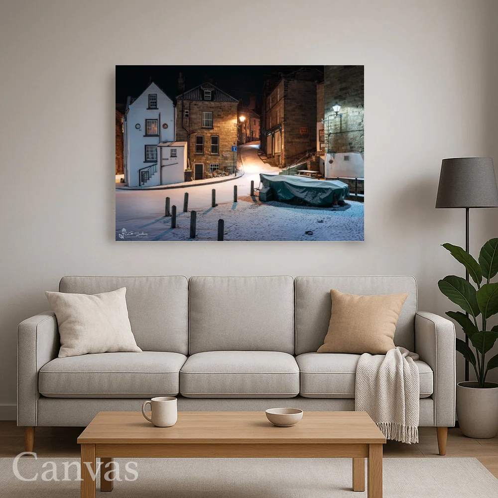Robin Hoods Bay Snow At The Dock 8 Robin Hoods Bay Snow At The Dock - Wall-art-for-living-room-landscape