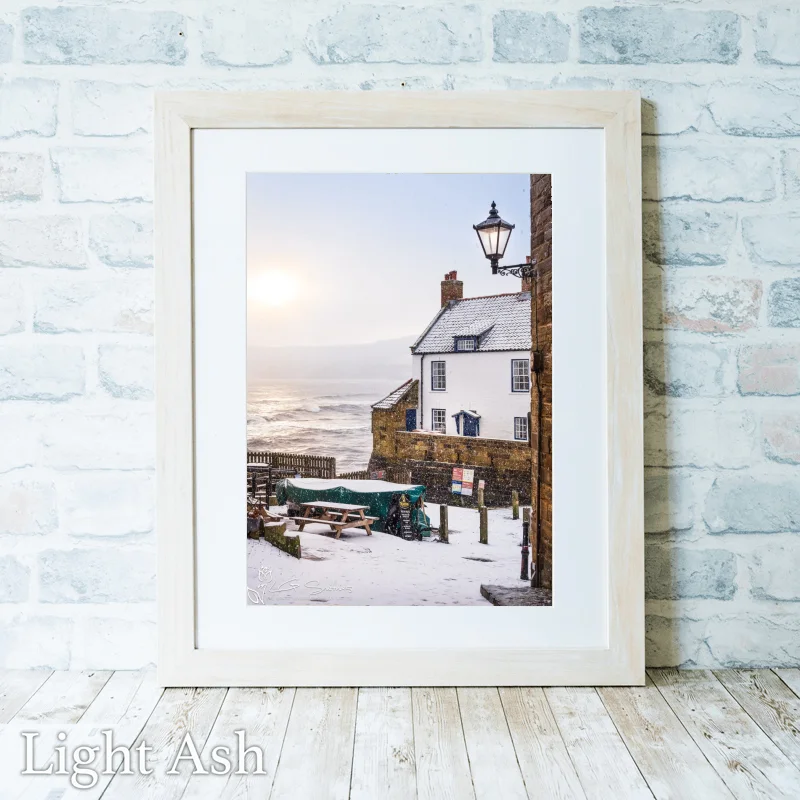 Robin Hoods Bay Snow Storm 2 Robin Hoods Bay Snow Storm - Light-Ash-Portrait-Frame