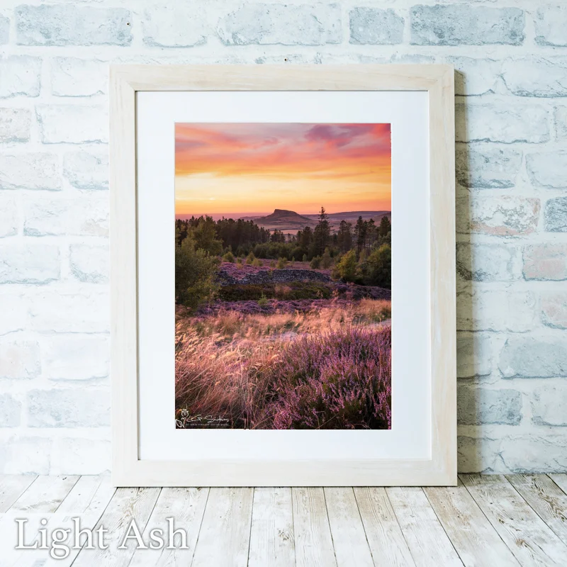 Roseberry Topping and Heather In Full Bloom 2 Roseberry Topping and Heather In Full Bloom - Light-Ash-Portrait-Frame