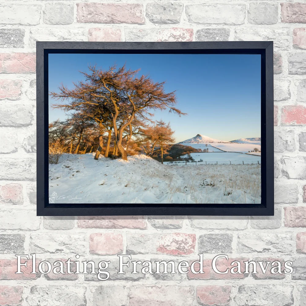 Roseberry Topping From Cliff Ridge Winter Sunrise 3 Roseberry Topping From Cliff Ridge Winter Sunrise - Landscape-Float-Frame-Canvas