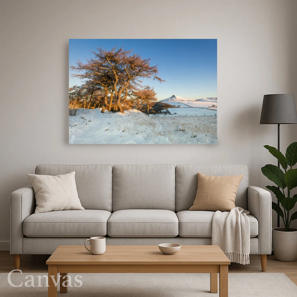Roseberry Topping From Cliff Ridge Winter Sunrise 8 Roseberry Topping From Cliff Ridge Winter Sunrise - Wall-art-for-living-room-landscape