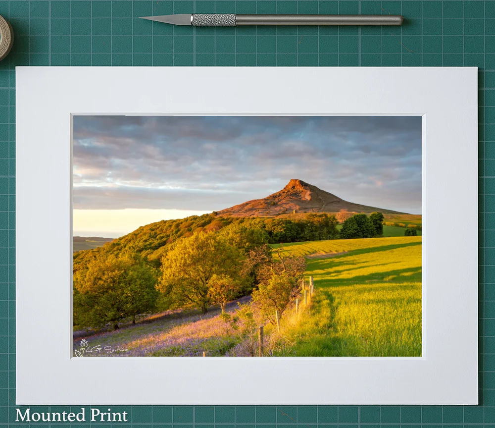 Roseberry Topping Sunset From Cliff Ridge Hill 2 Roseberry Topping Sunset From Cliff Ridge Hill - Landscape-Mounted-Print
