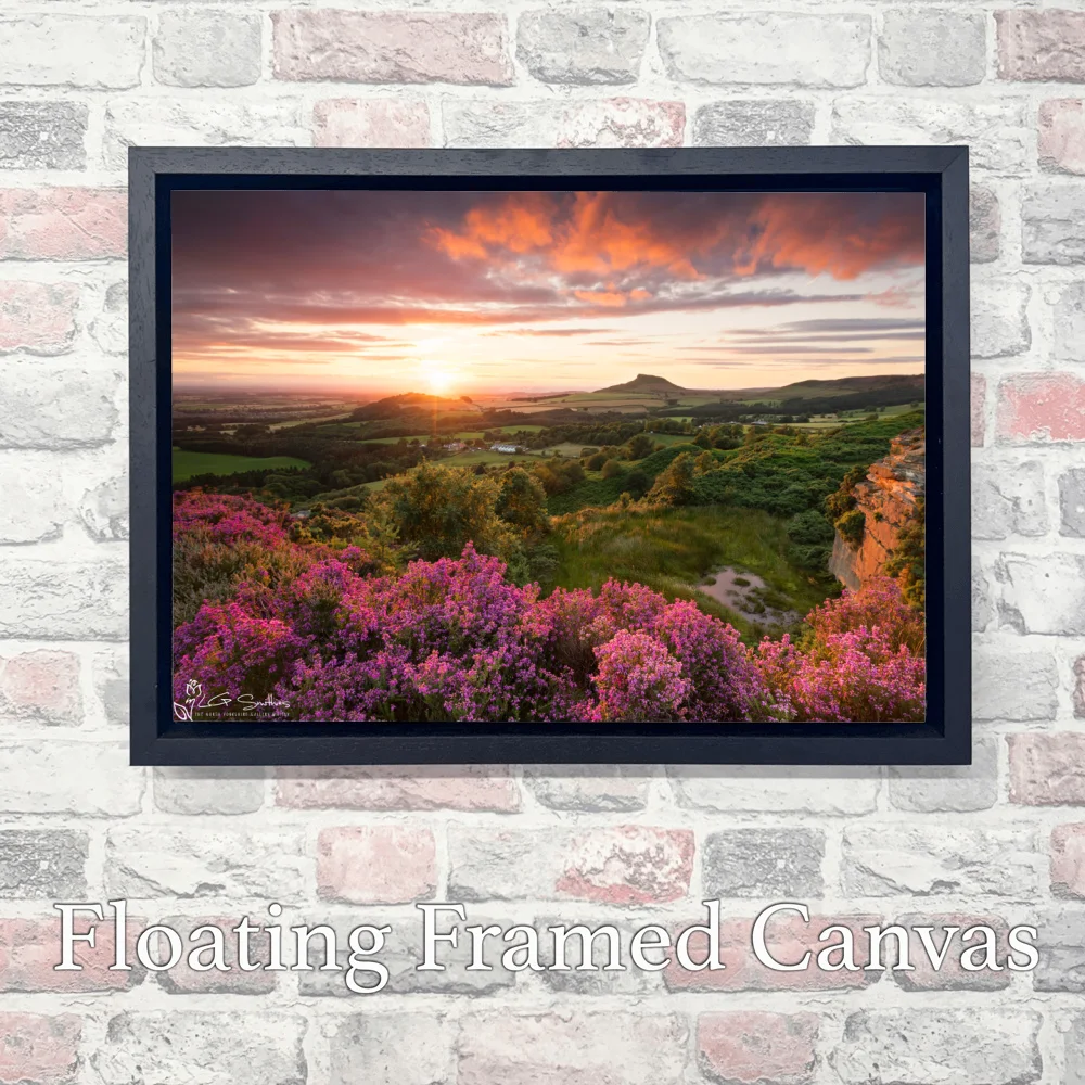 Roseberry Topping Sunset From Cockshaw Hill 3 Roseberry Topping Sunset From Cockshaw Hill - Landscape-Float-Frame-Canvas