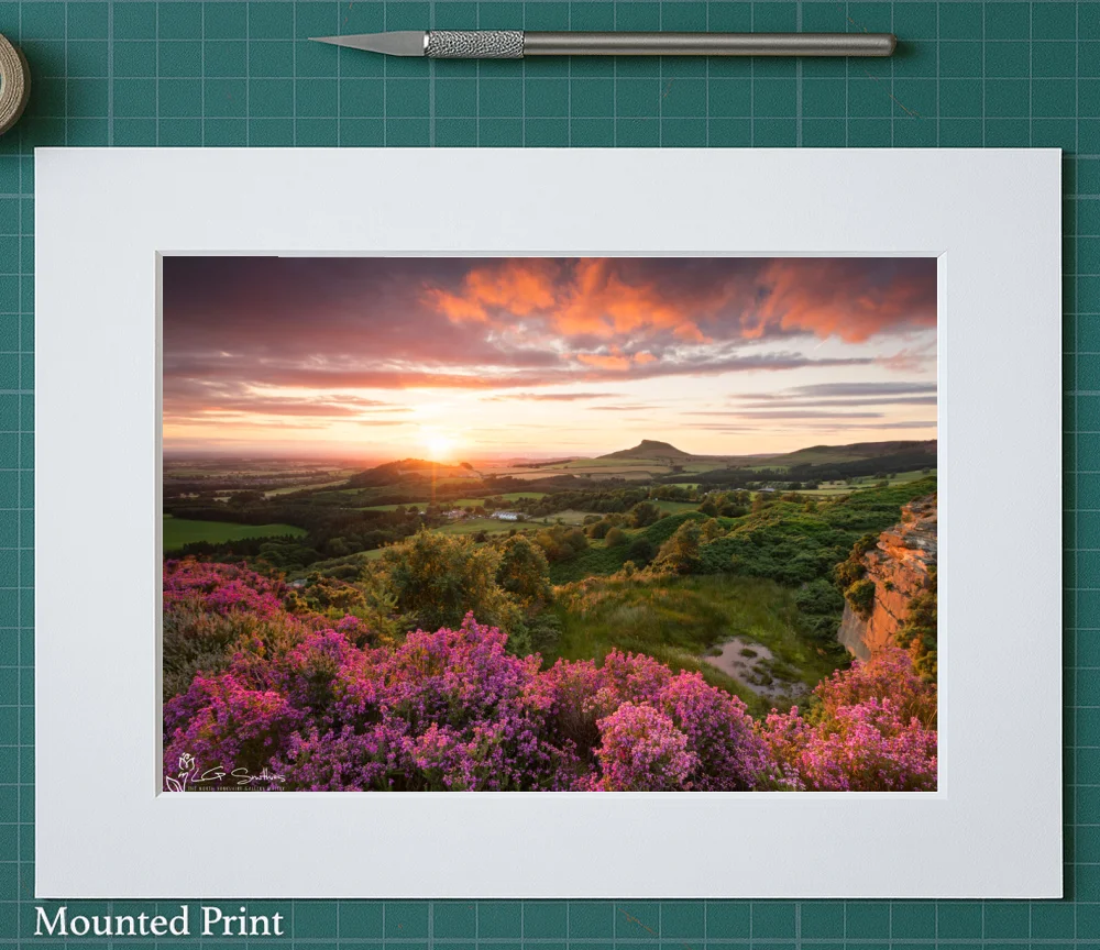 Roseberry Topping Sunset From Cockshaw Hill 2 Roseberry Topping Sunset From Cockshaw Hill - Landscape-Mounted-Print