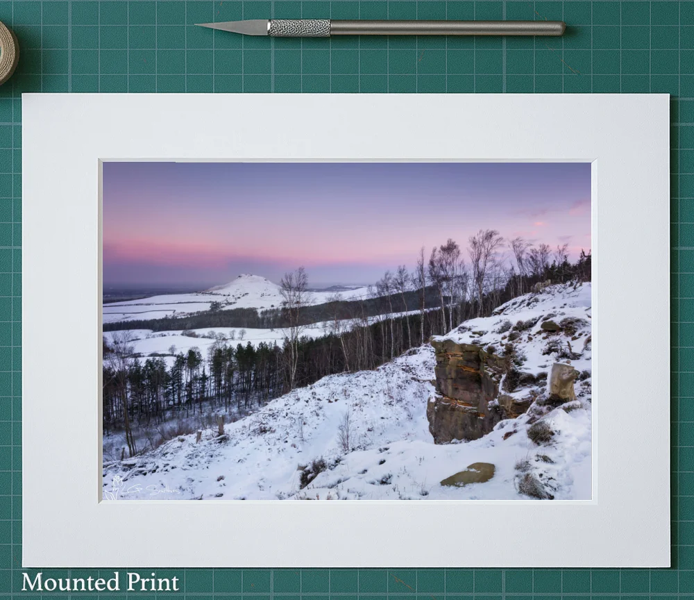 Roseberry Topping Winter Dawn 2 Roseberry Topping Winter Dawn - Landscape-Mounted-Print