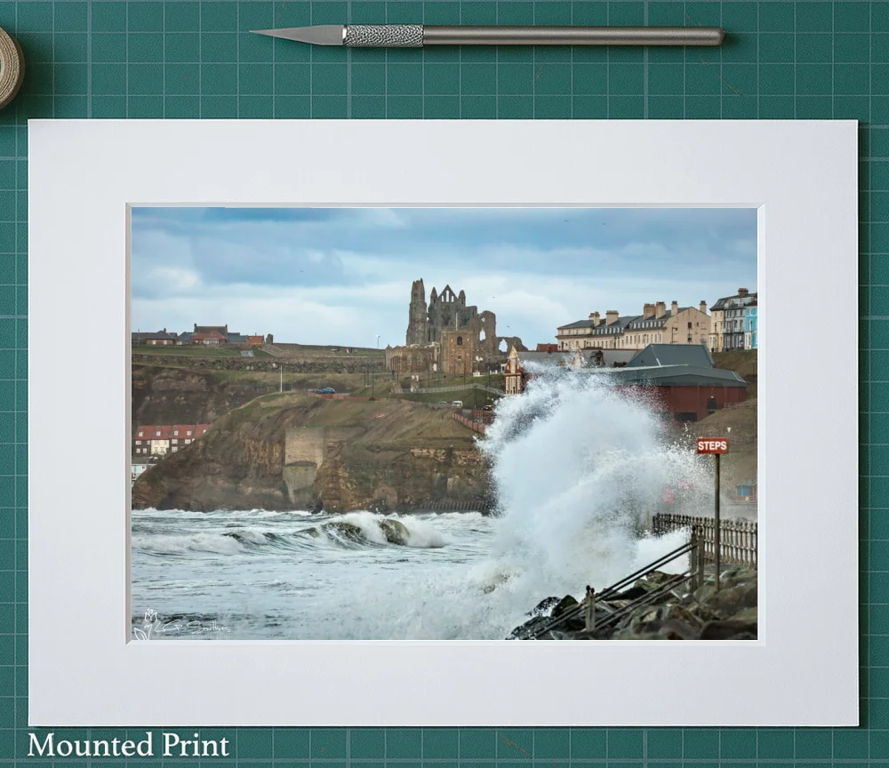Rough Sea At Whitby 2 Rough Sea At Whitby - Landscape-Mounted-Print
