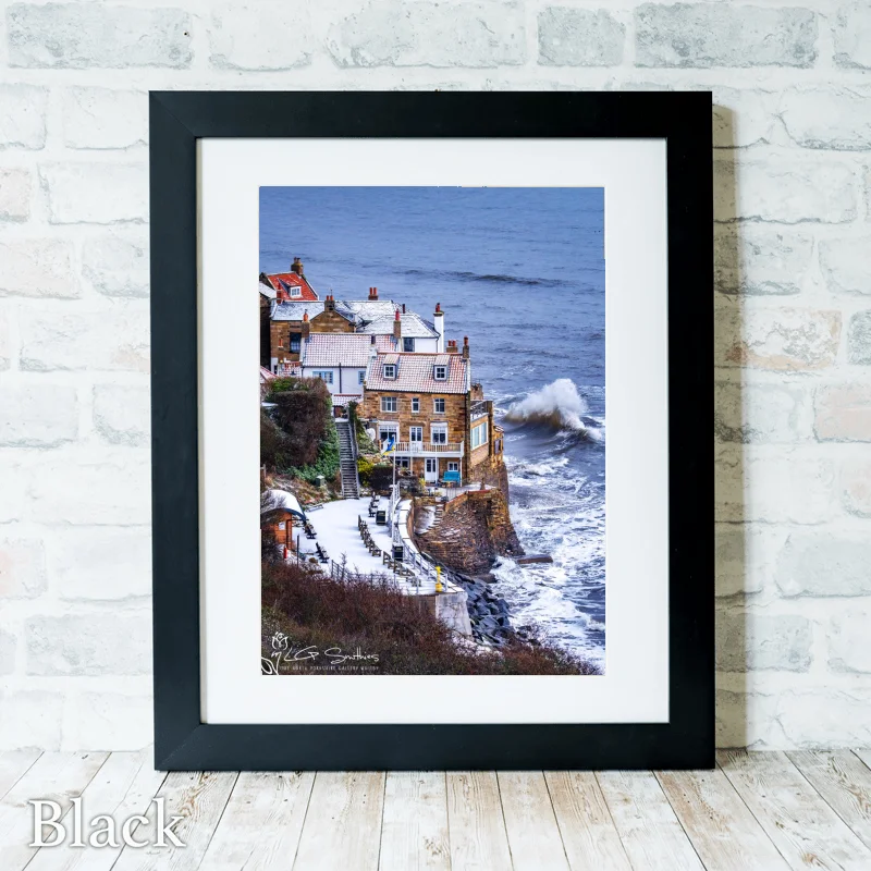 Rough Winter Sea At Robin Hoods Bay 3 Rough Winter Sea At Robin Hoods Bay - Black-Portrait-Frame