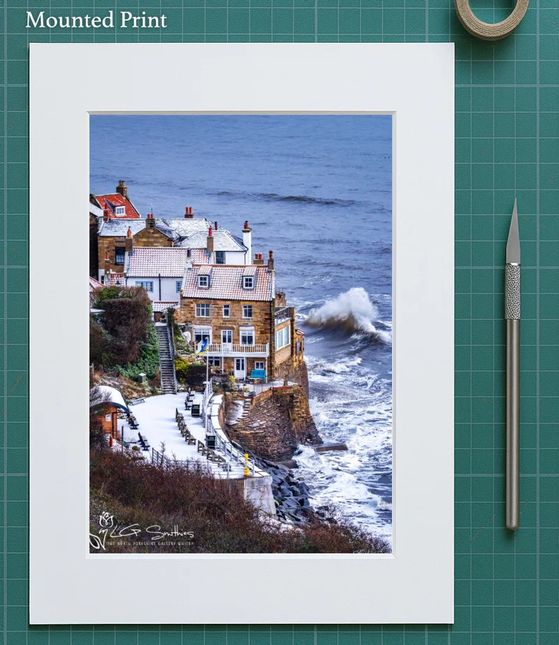 Rough Winter Sea At Robin Hoods Bay 5 Rough Winter Sea At Robin Hoods Bay - Mounted-Print-Portrait