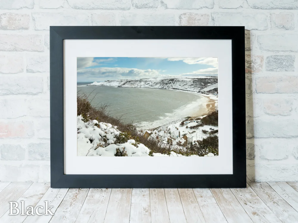 Runswick Bay To Kettleness Covered In Snow 6 Runswick Bay To Kettleness Covered In Snow - Black-Landscape-Frame