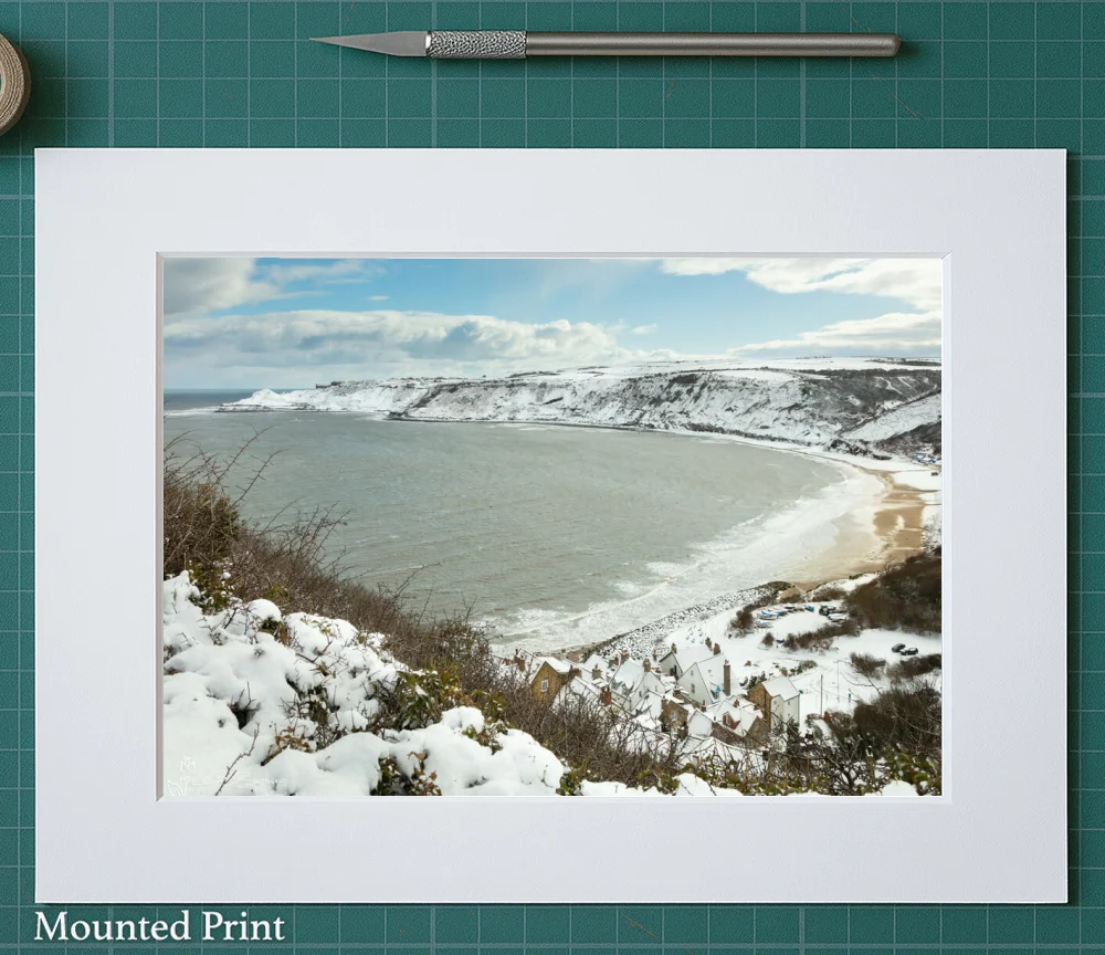Runswick Bay To Kettleness Covered In Snow 2 Runswick Bay To Kettleness Covered In Snow - Landscape-Mounted-Print