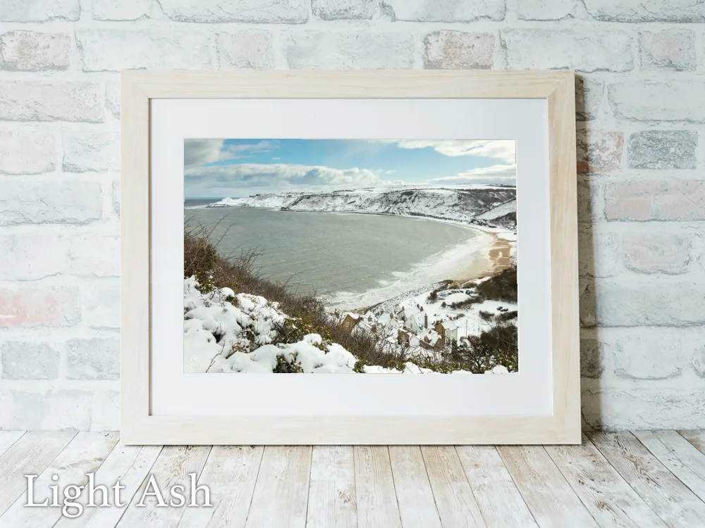 Runswick Bay To Kettleness Covered In Snow 5 Runswick Bay To Kettleness Covered In Snow - Light-Ash-Landscape-Frame