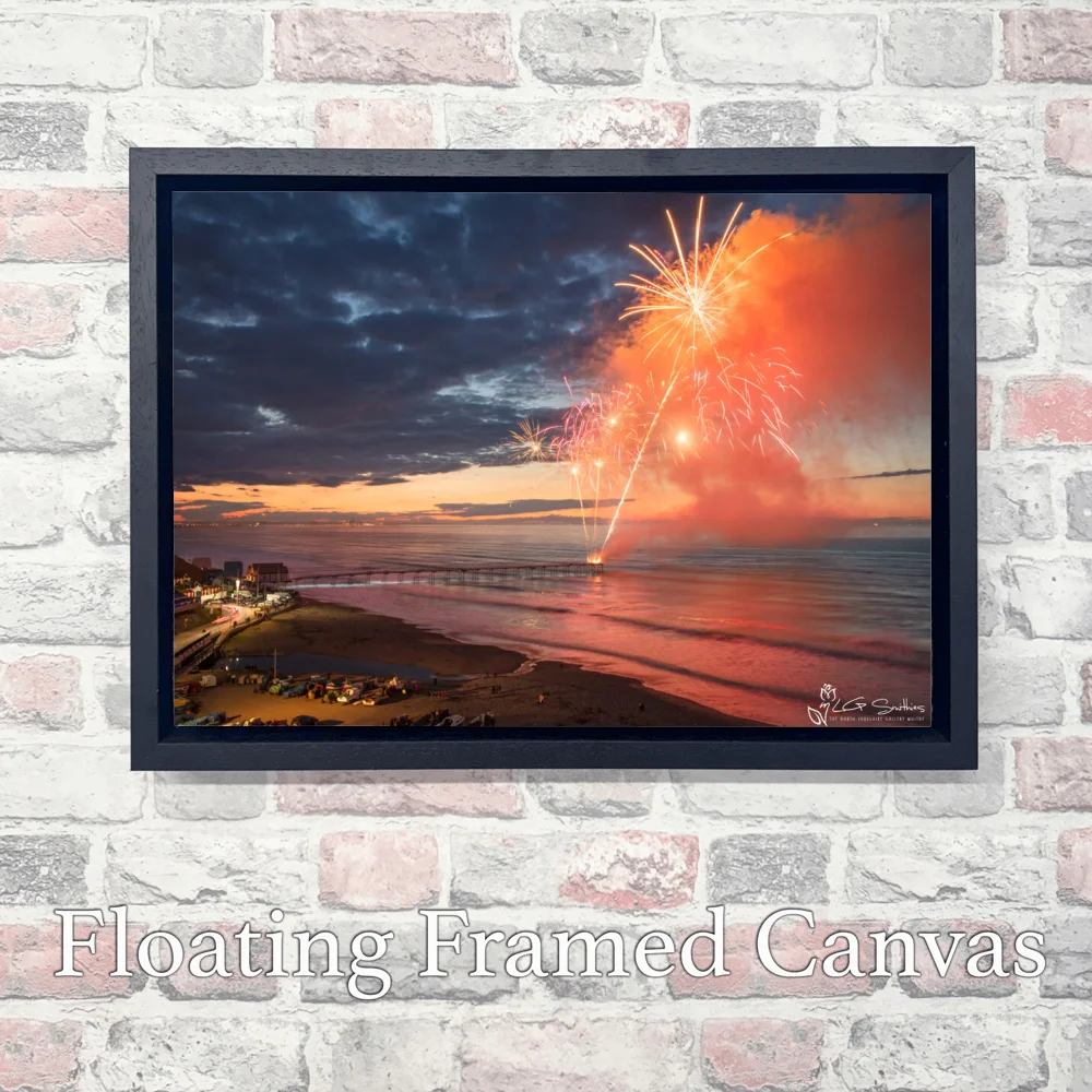 Saltburn Fireworks 3 Saltburn Fireworks - Landscape-Float-Frame-Canvas