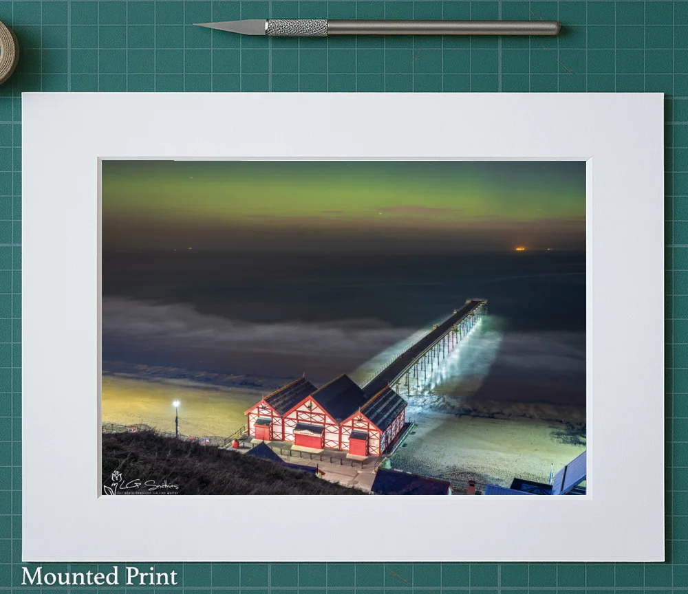 Saltburn Northern Lights 2 Saltburn Northern Lights - Landscape-Mounted-Print