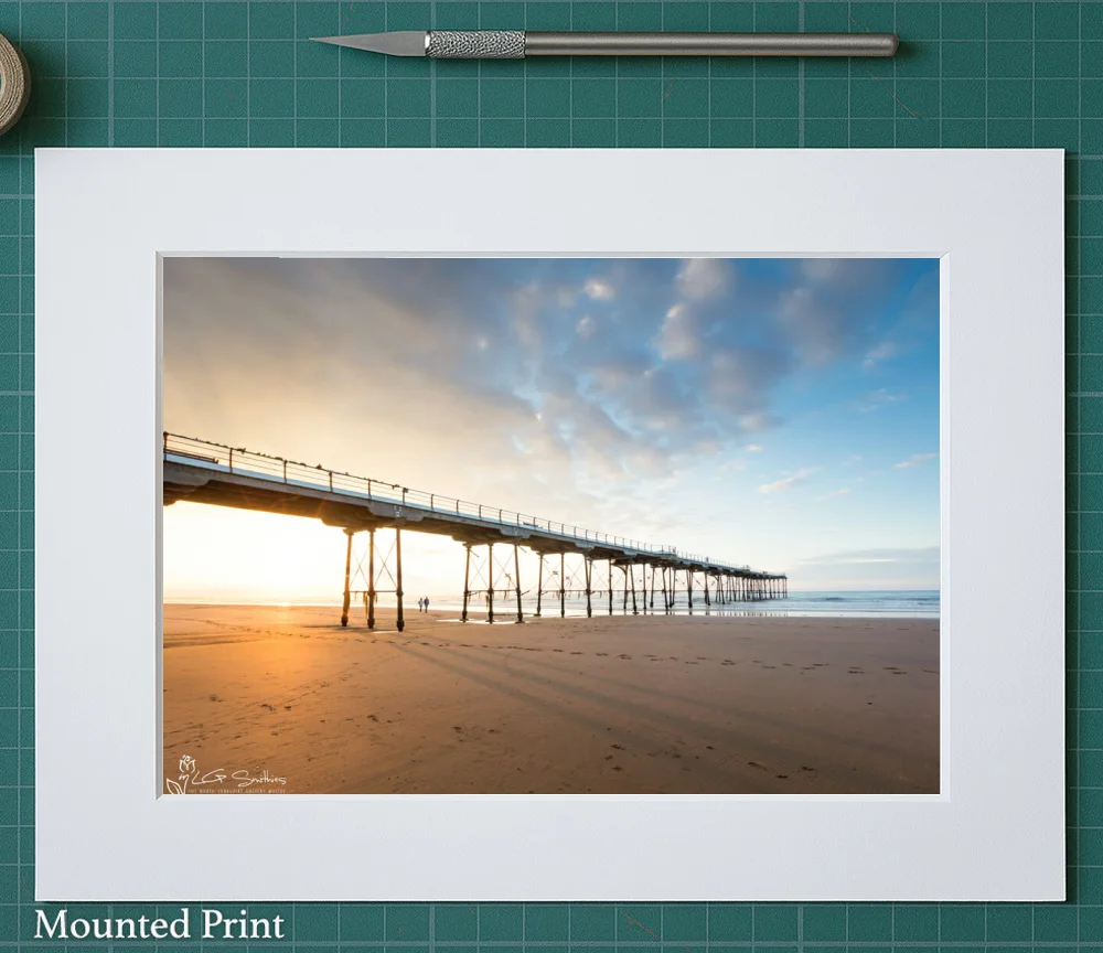 Saltburn Pier Sunset 2 Saltburn Pier Sunset - Landscape-Mounted-Print