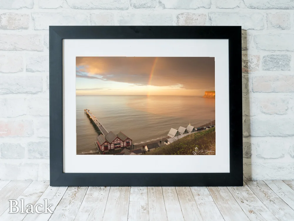 Saltburn Rainbow Over Huntcliff 6 Saltburn Rainbow Over Huntcliff - Black-Landscape-Frame