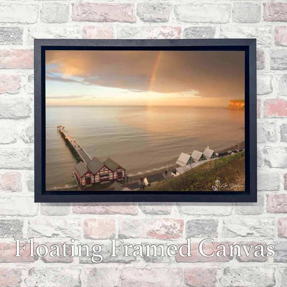 Saltburn Rainbow Over Huntcliff 3 Saltburn Rainbow Over Huntcliff - Landscape-Float-Frame-Canvas