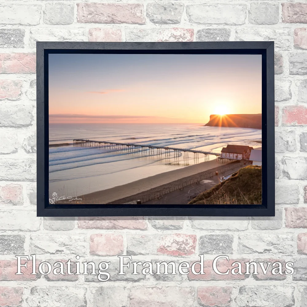 Saltburn Sunrise Over Huntcliff 3 Saltburn Sunrise Over Huntcliff - Landscape-Float-Frame-Canvas